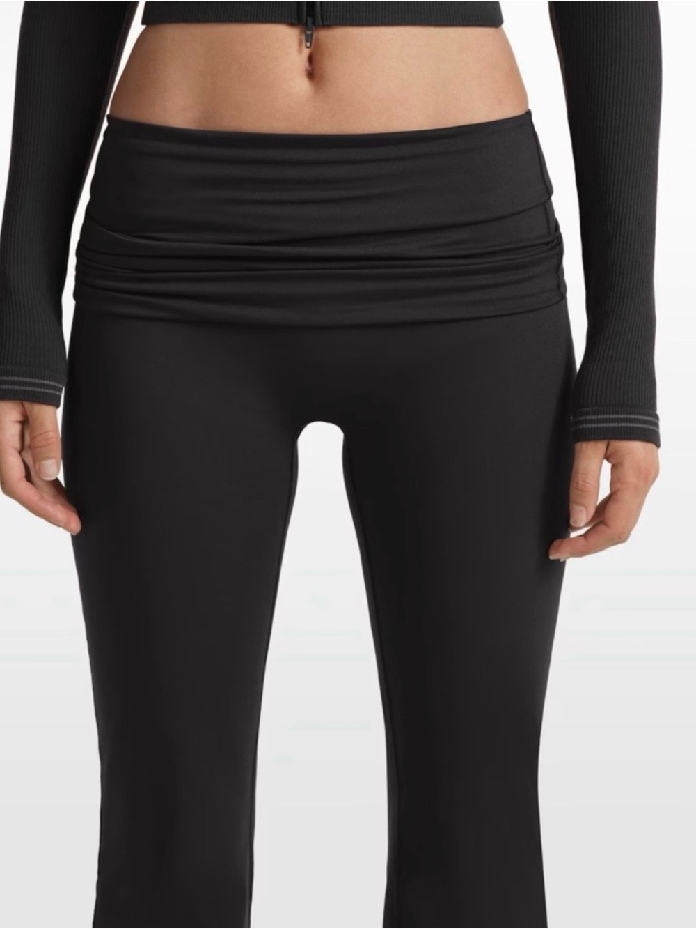 SKIMSxNike - NWT- Matte Foldover Slim Flare Leggings- Size XSmall- Obsidian